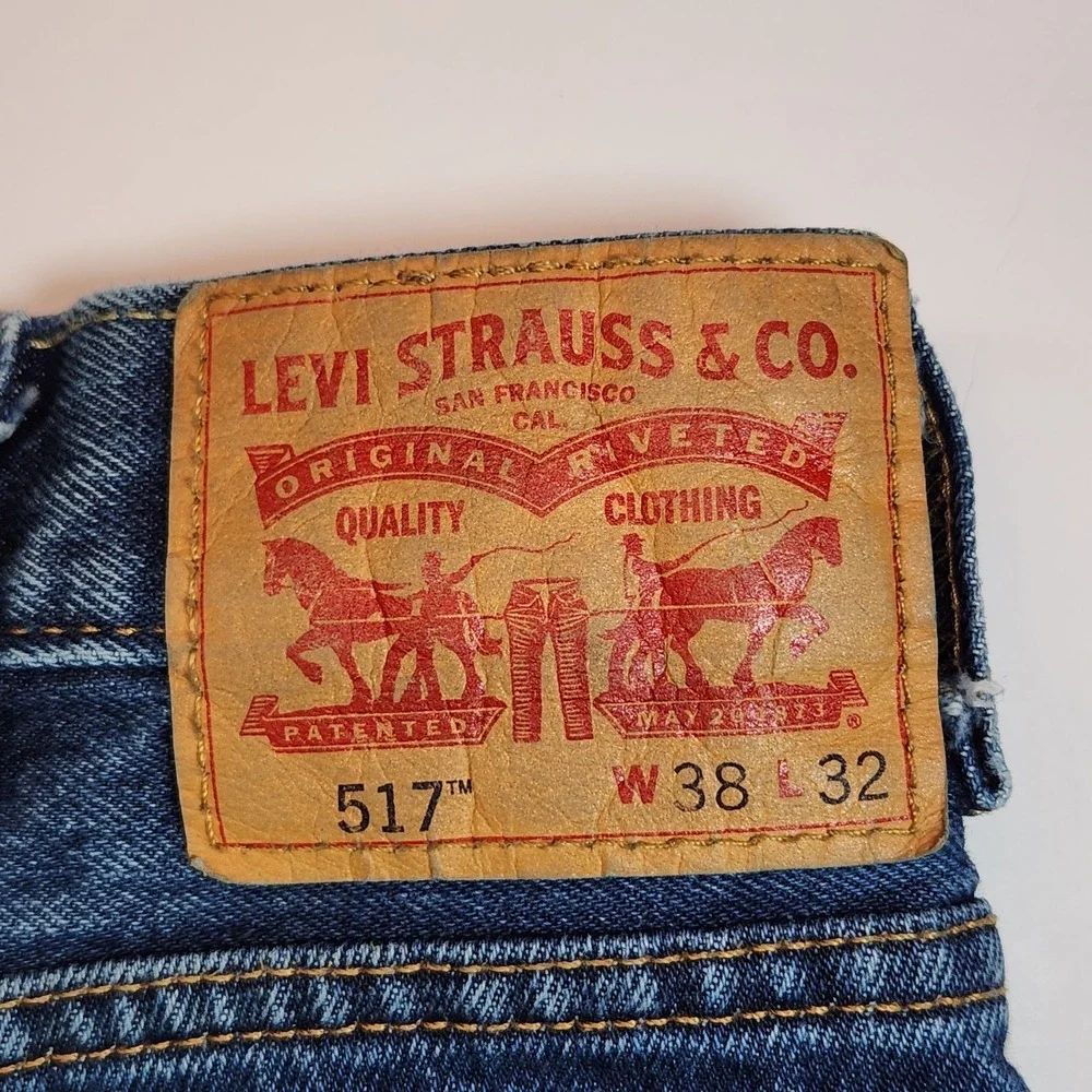 Levi's 517 Boot Cut Jeans Men's 38x32 Blue Made In Mexico 2015 Cotton